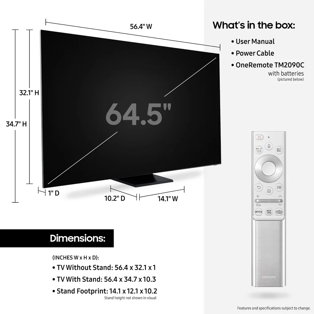 Restored SAMSUNG 65” Class 8K Ultra HD (4320P) HDR Smart QLED TV QN65Q900T 2020 (Refurbished)