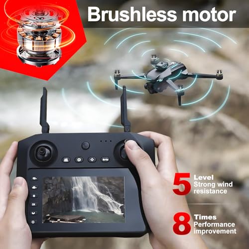 Brushless RC Drone with 4K Dual Camera, 4.5-inch HD Screen Remote Control, Smart Obstacle Avoidance