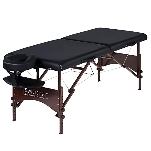 Master Massage 28" Argo Portable Massage Table in Cream with Walnut Legs- Spa Bed for Tabletop Exercise & Massage- Beauty Bed Tattoo Bed- Lash Table