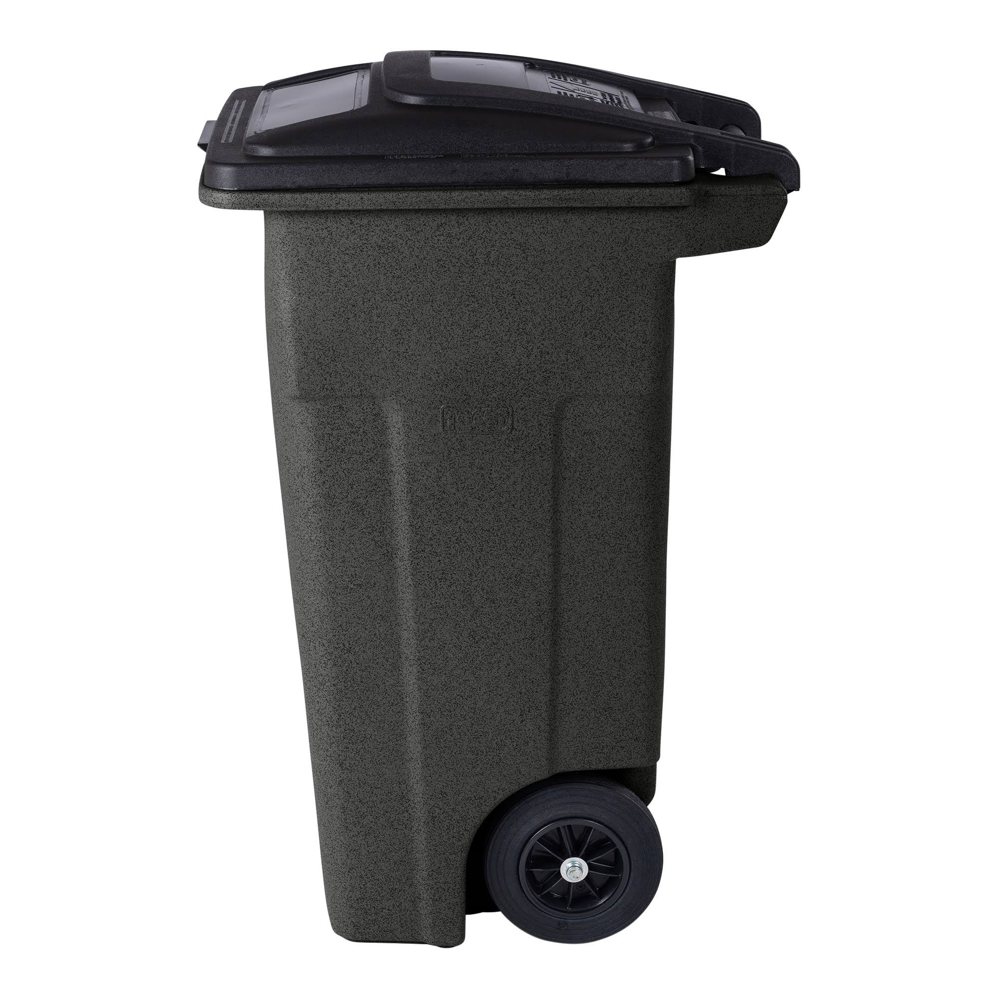 Toter 32 gal. Blackstone Trash Can with Quiet Wheels and Attached Lid