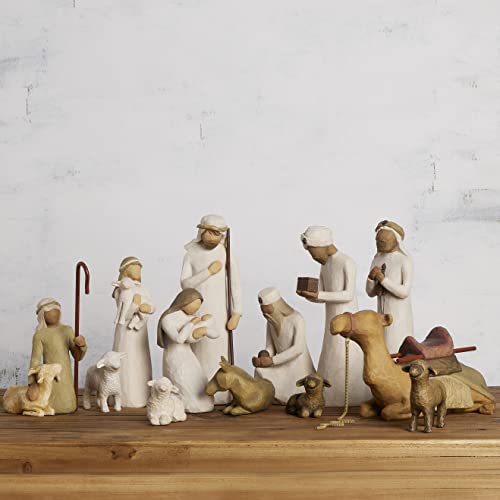 Willow Tree Nativity Starter Figures with The Three Wisemen plus Metal Stars, 14-piece set