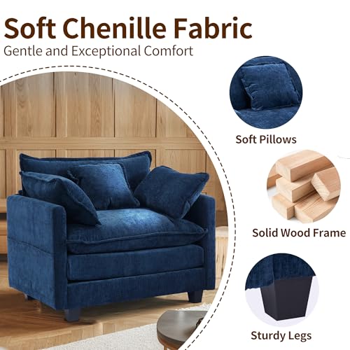 SweetGO corporation 40" Chenille Lounge Chair for Reading, Modern Couch Cozy Sofa Bed