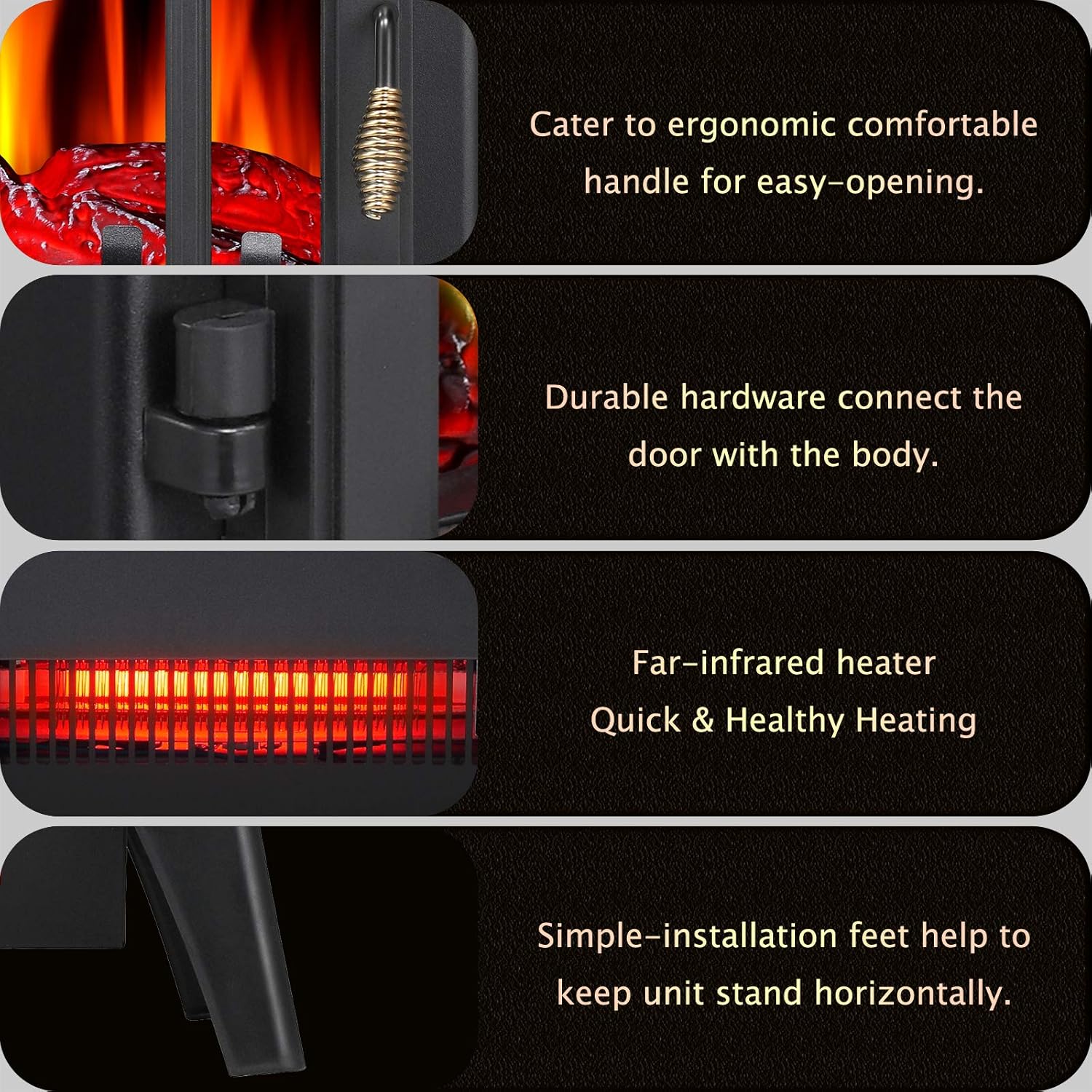 Antarctic Star 3D Infrared Electric Fireplace Stove, Freestanding Fireplace Heater Adjustable Brightness,Portable,Thermostat,Overheating Protection