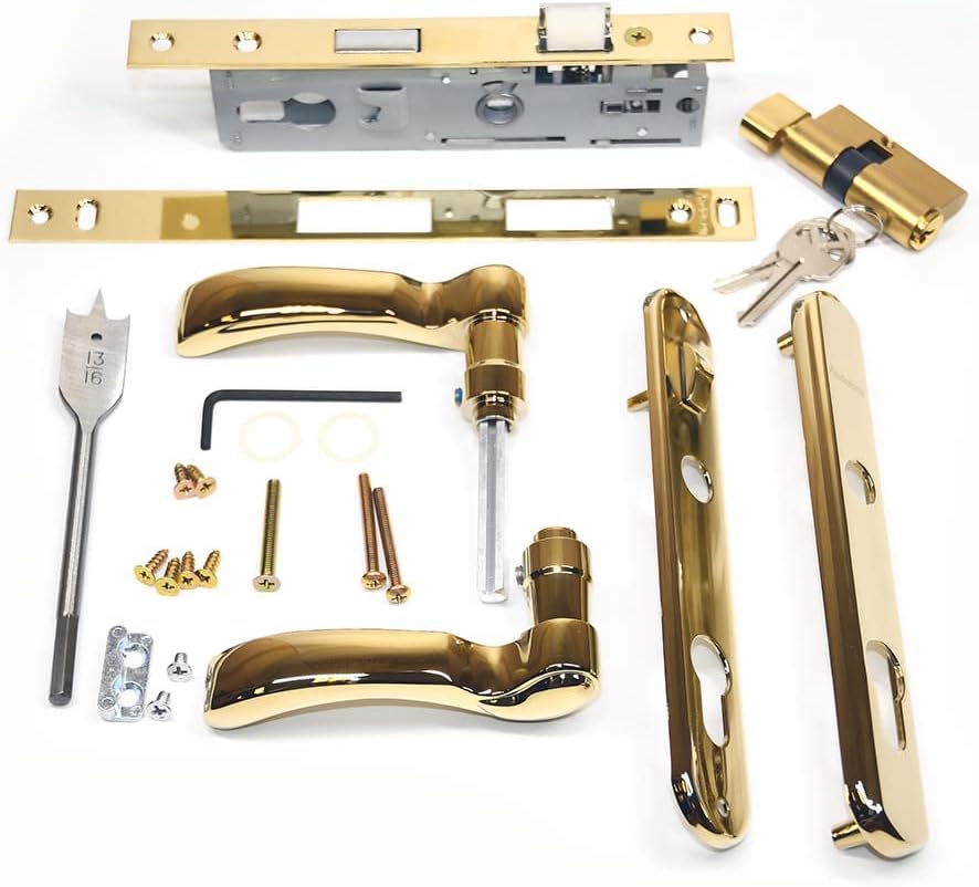 Andersen Storm Door Handle Assembly in Brass Finish Traditional Style for 1 1/4" OR 1 1/2" THICK ALUMINUMD FULL VIEW STORM DOORS MANUFACTURED AFTER