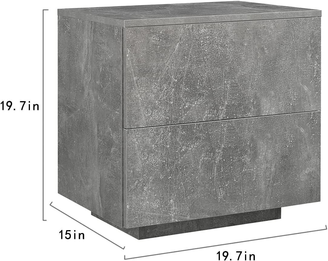 LED Nightstand Bedside Table With LED Lights Set Of 2, For Bedroom Living Room Modern Nightstand With 2 Drawers