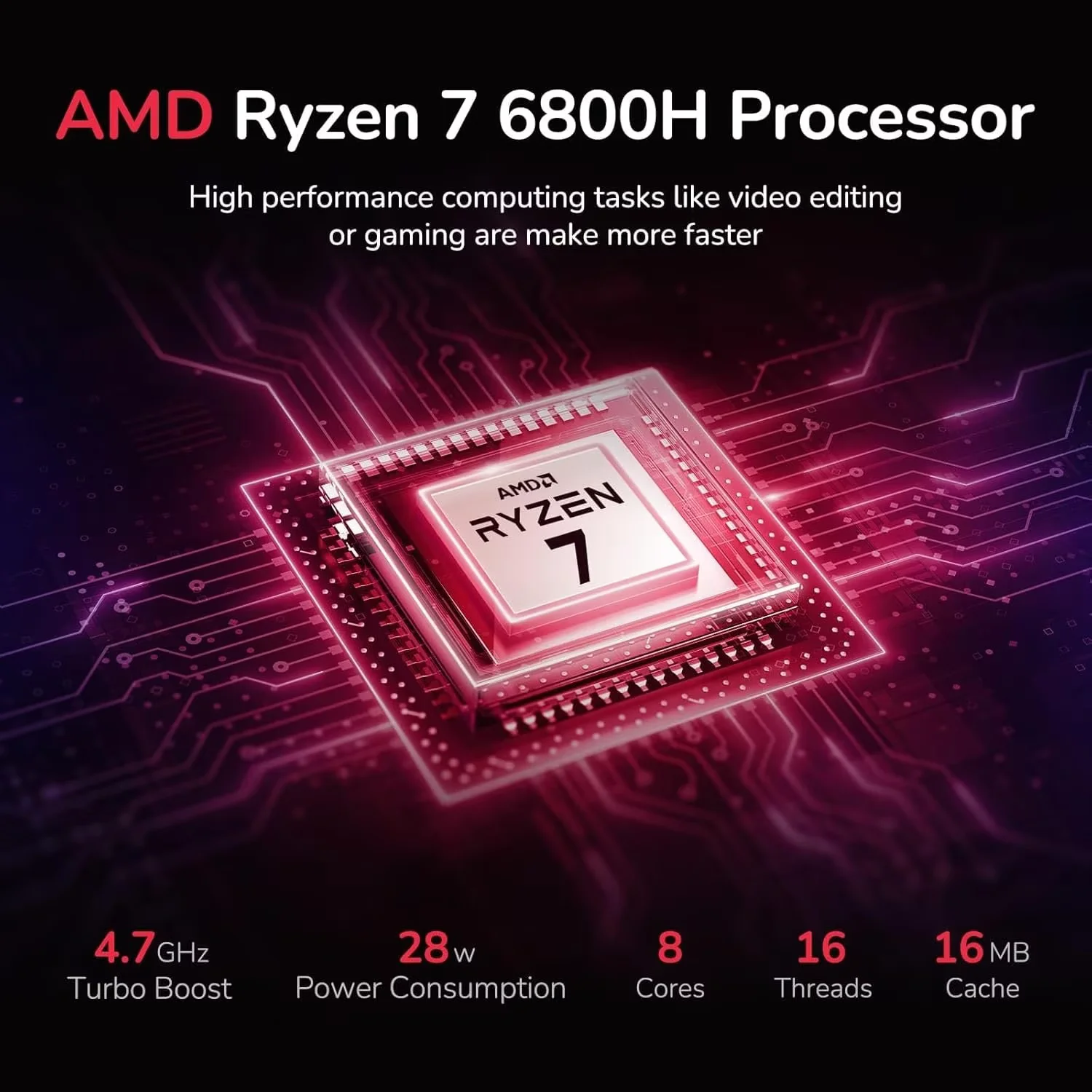 15.6" IPS FHD Gaming Laptop, 8 Cores AMD Ryzen 7 6800H (Beat i7-12700H