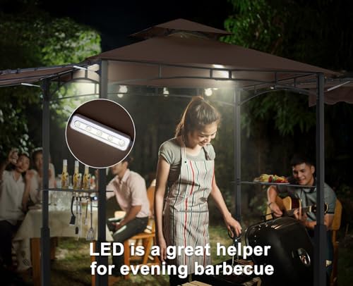 ABCCANOPY 8x5 Grill Gazebo - Outdoor BBQ Canopy Shelter with Led Light for Patio Backyard Grilling (Dark Gray)