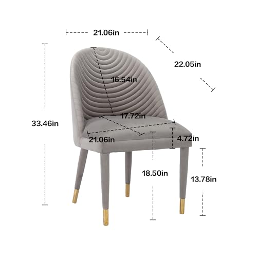 Upholstered Dining Room Chairs Set of 2, Modern Velvet Accent Chairs with Solid Wood Legs