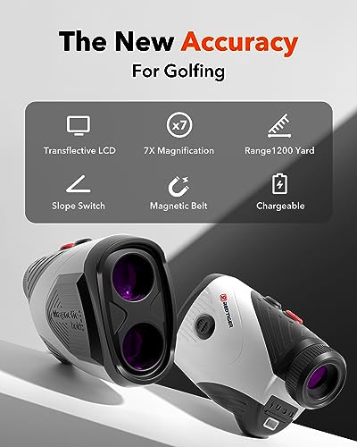 REDTIGER Golf Rangefinder with Slope, 1200 Yards Laser Range Finder Golfing, 7X Magnification, Flag Pole Locking Vibration
