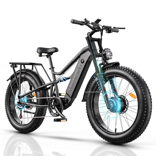 Dual Motor Electric Bike Peak 3000W, 52V 20AH Battery E Bike for Adults 26 Inch Fat Tire Mountain Electric Bicycle 38 MPH
