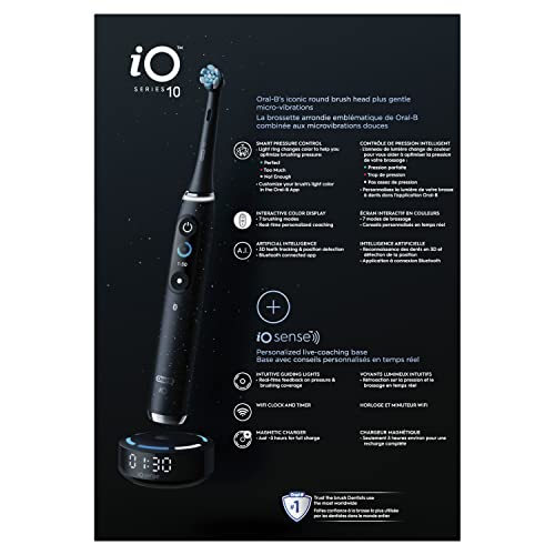 Oral-B iO Series 10 Rechargeable Electric Toothbrush with Visible Pressure Sensor to Protect Gums, 2 Min Timer, 7 Cleaning Settings