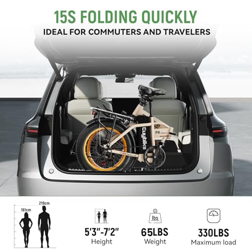 1000W Folding Electric Bike,48V 20AH Removable Battery E Bike,30+MPH,80 Miles Max Range Electric Bike for Adults,20" Fat Tire Foldable ebike