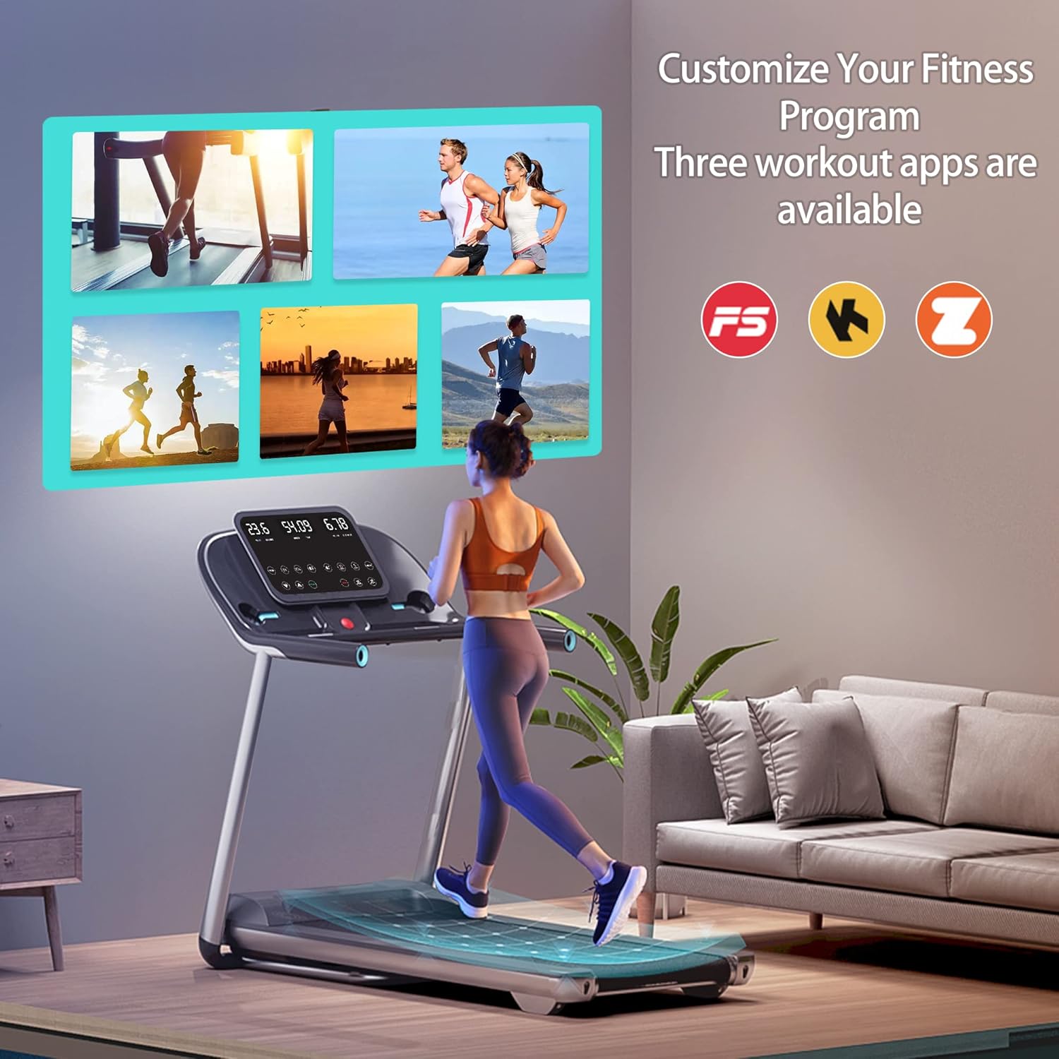 RHYTHM FUN Treadmill Folding Treadmill with Incline 3.5HP Electric Motorized Treadmill Super Shock-Absorbing Quiet Foldable Treadmill with Speaker