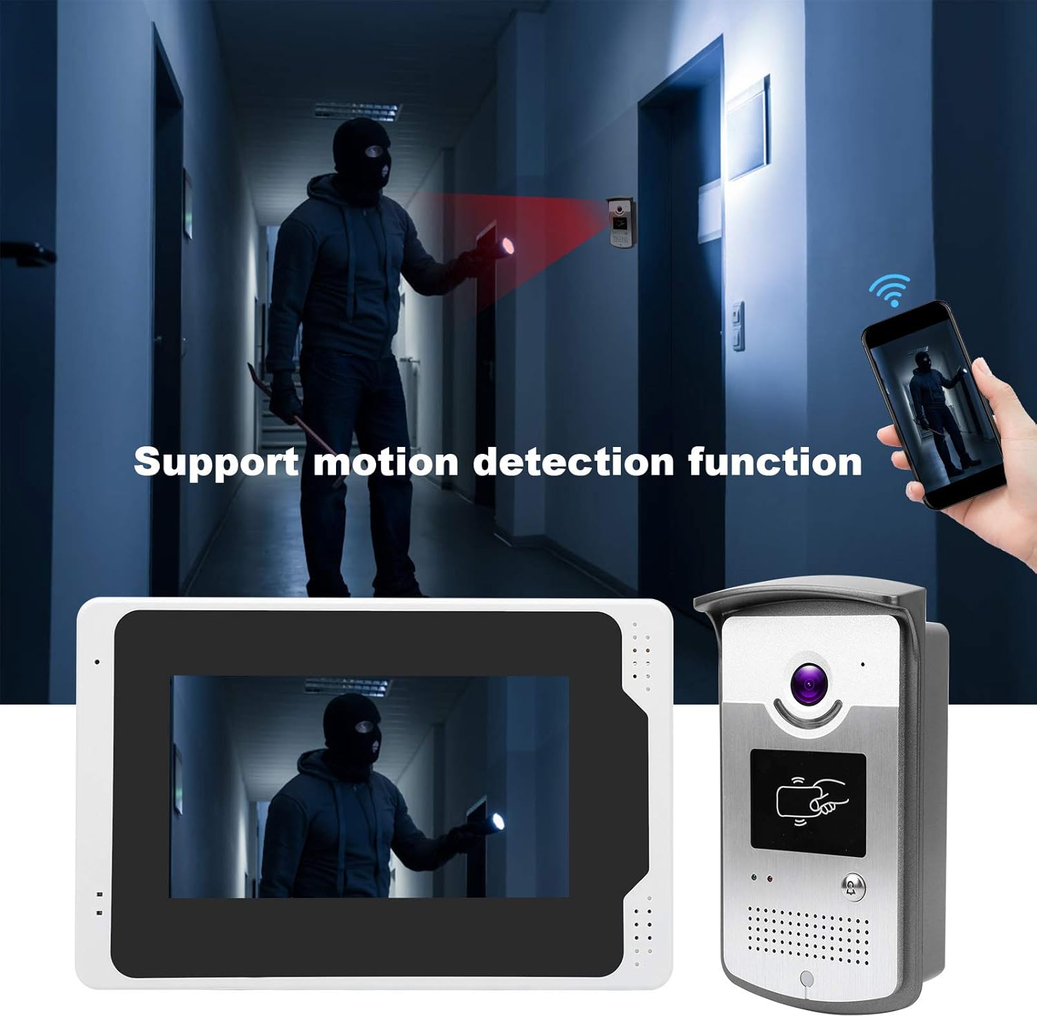 7in TFT 1080P Video Doorbell, WiFi Intercom Doorbell, Waterproof Video Door Phone with 2 Monitors 2 Cameras, Remote Control & Night Vision