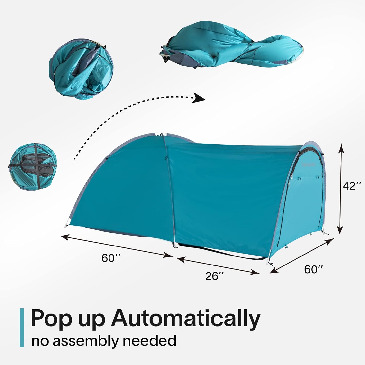EighteenTek Truck Tent Bed Pickup Camping 2 Person Camper Shell Pop Up Automatic Setup Waterproof PU2000mm Double Layer Rainfly Adjustable 5 5.5 6