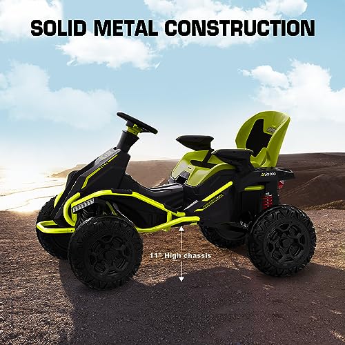 ANPABO 24V 4x4 Ride On Toy for Big Kids, 4x200W Motors, 5MPH, Kids Car w/Parent Remote, Wide Adjustable Seat, Headlights, Metal Frame