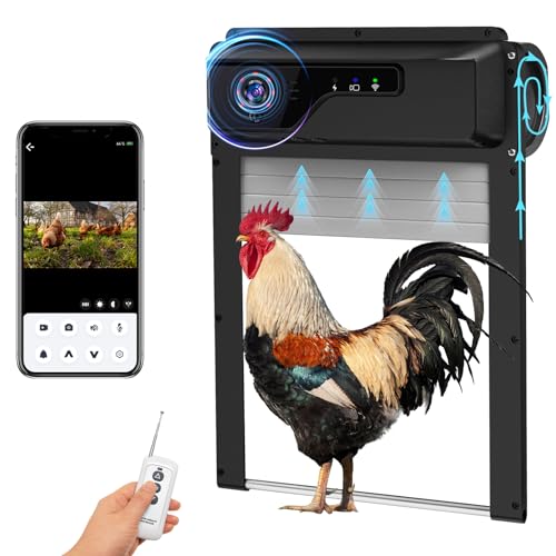 1080P HD Camera Solar Automatic Chicken Coop Door, 5000 mAh Battery, Support WiFi, APP Remote Control, Timer