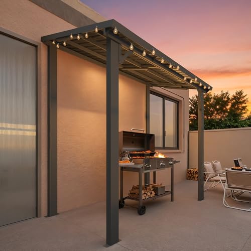 AECOJOY 10&rsquo; x 10&rsquo; Gazebo, Wall Mounted Gazebos Pergola on Clearance, Outdoor Patio Lean to Gazebo Awnings for Deck, Porch