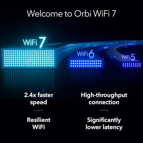 NETGEAR Orbi 770 Series Tri-Band WiFi 7 Mesh Network System (RBE773) - Router + 2 Satellite Extenders, Security Features, Up to 11Gbps