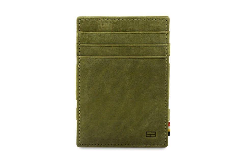 Garzini Magic Wallet Cavare RFID Leather with Pull-Tab - Olive Green