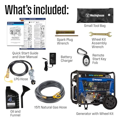 Westinghouse 12500 Peak Watt Tri-Fuel Home Backup Portable Generator, Remote Electric Start, Transfer Switch Ready, Gas, Propane