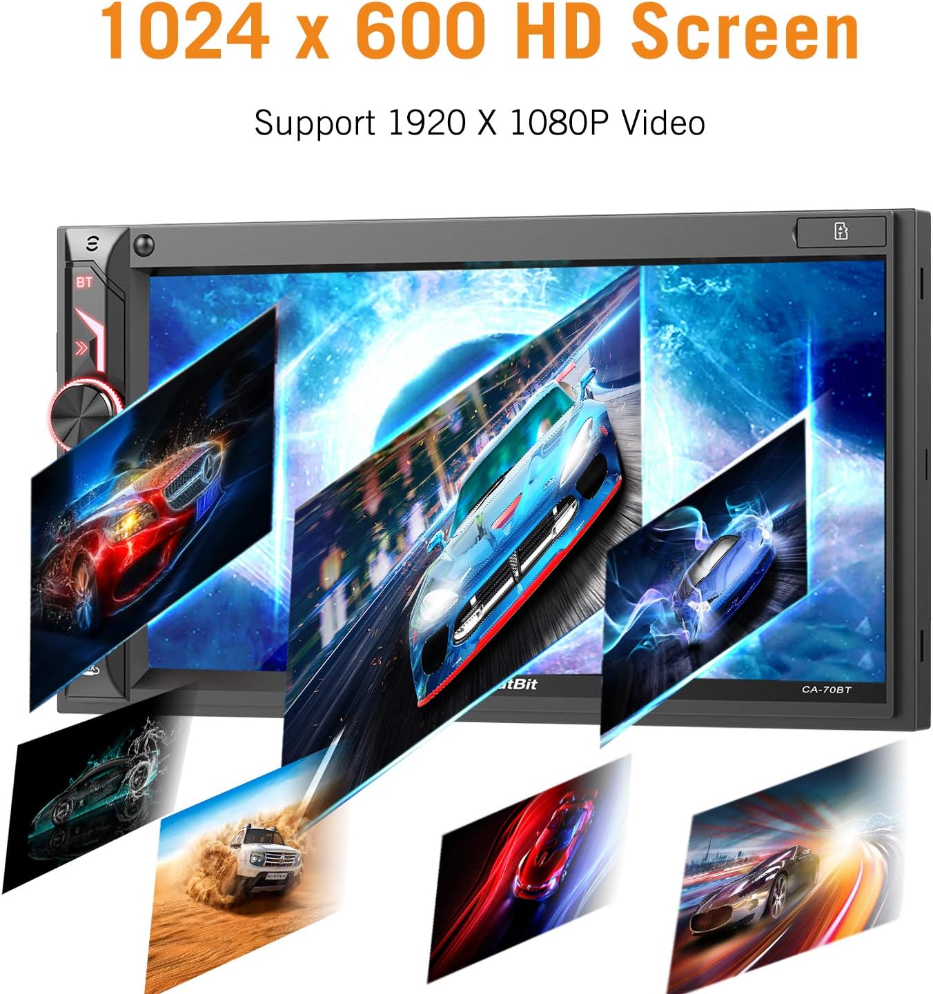 7 inch Double Din Digital Media Car Stereo Receiver,aboutBit Bluetooth 5.0 Touch Screen Car Radio MP5 Player Support Rear/Front-View Camera