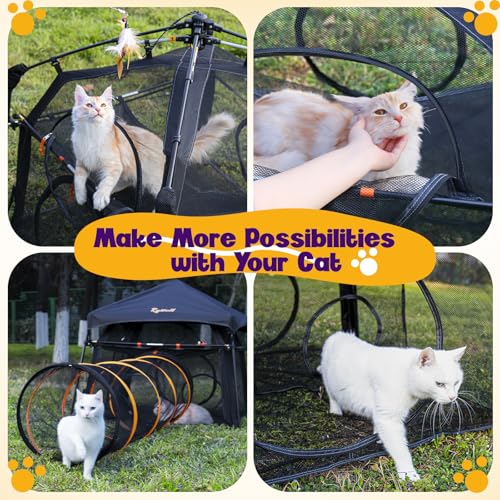 Extra Large Catio Outdoor Cat Enclosure, Rywell 3-Tier Spacious Outdoor Cat Tent, Weatherproof&Sunproof with 5 Windows