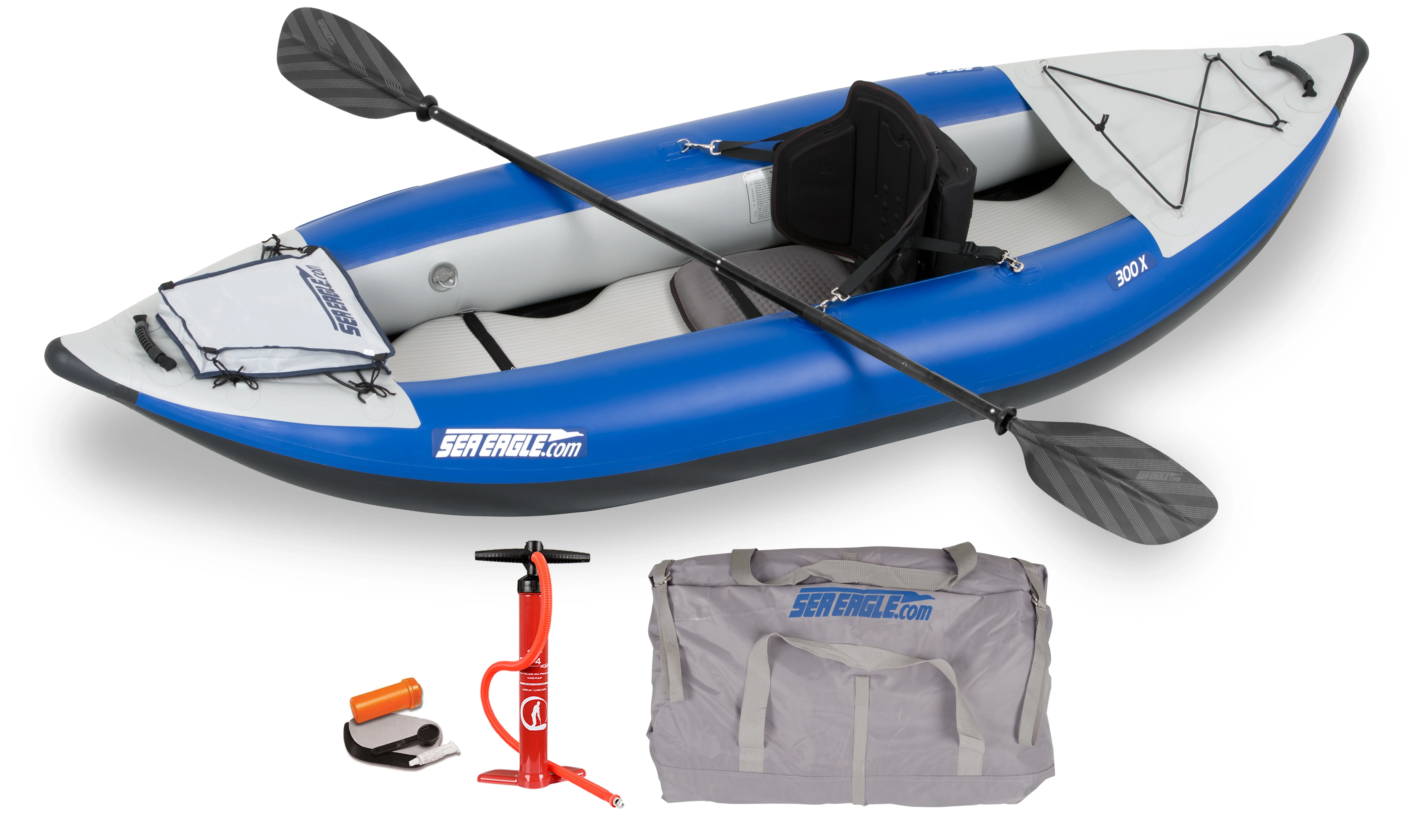 Sea Eagle 300X Explorer Touring, Camping, Fishing & Whitewater Inflatable Kayak, 1 Person, Lightweight, Self-Bailing