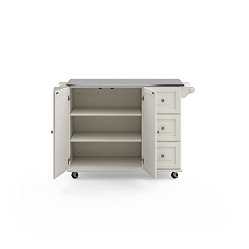 homestyles Mobile Kitchen Island Cart with Stainless Steel Top, Sage Green