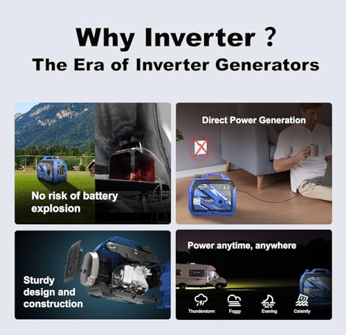 DK 5000W Gas Inverter Generator, Electric Start, 120V 240V Full Power Output, Dual or Tri-fuel Conversion Possible, Wheel & Handle Kit