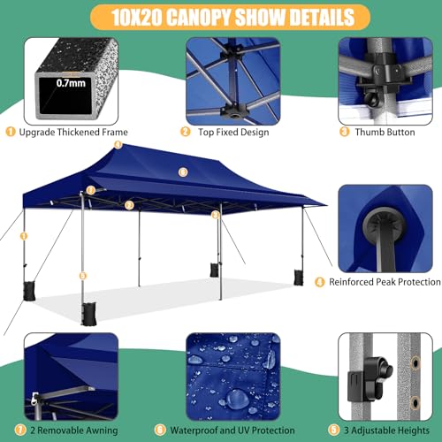 COBIZI 10x10 Pop Up Canopy Tent with Awning