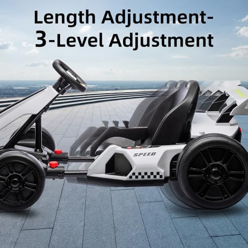 24V Electric Go Kart for Kids，Powerful Drift Kart with 2 * 150W Motors, Adjustable Seat