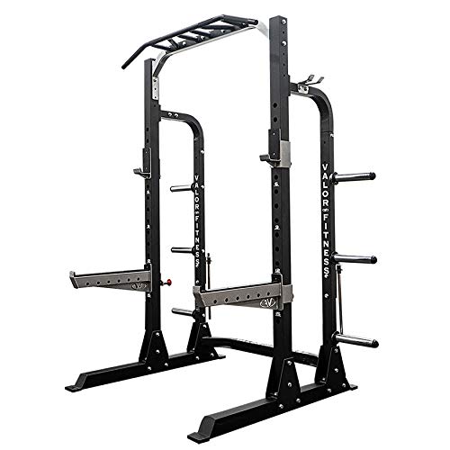 Valor Fitness Half Rack Squat Machine - 5 Position Multi-Grip Pull Up Station - Adjustable Height, Plate Storage