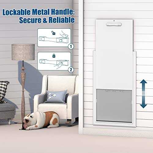 URSPET XL Dog Door for Exterior Doors Heavy Duty Aluminum Doggie Door, Extreme Weather Doggy Door, Giant Dog Door for Large and Extra Large Dogs Up