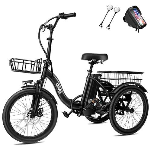 Triker Electric Bike, Peak 750W Brushless Motor Folding Trike Ebike, 468Wh Removable Battery, Step-Thru 3 Wheel Electric Bicycle, Up to 50 Miles