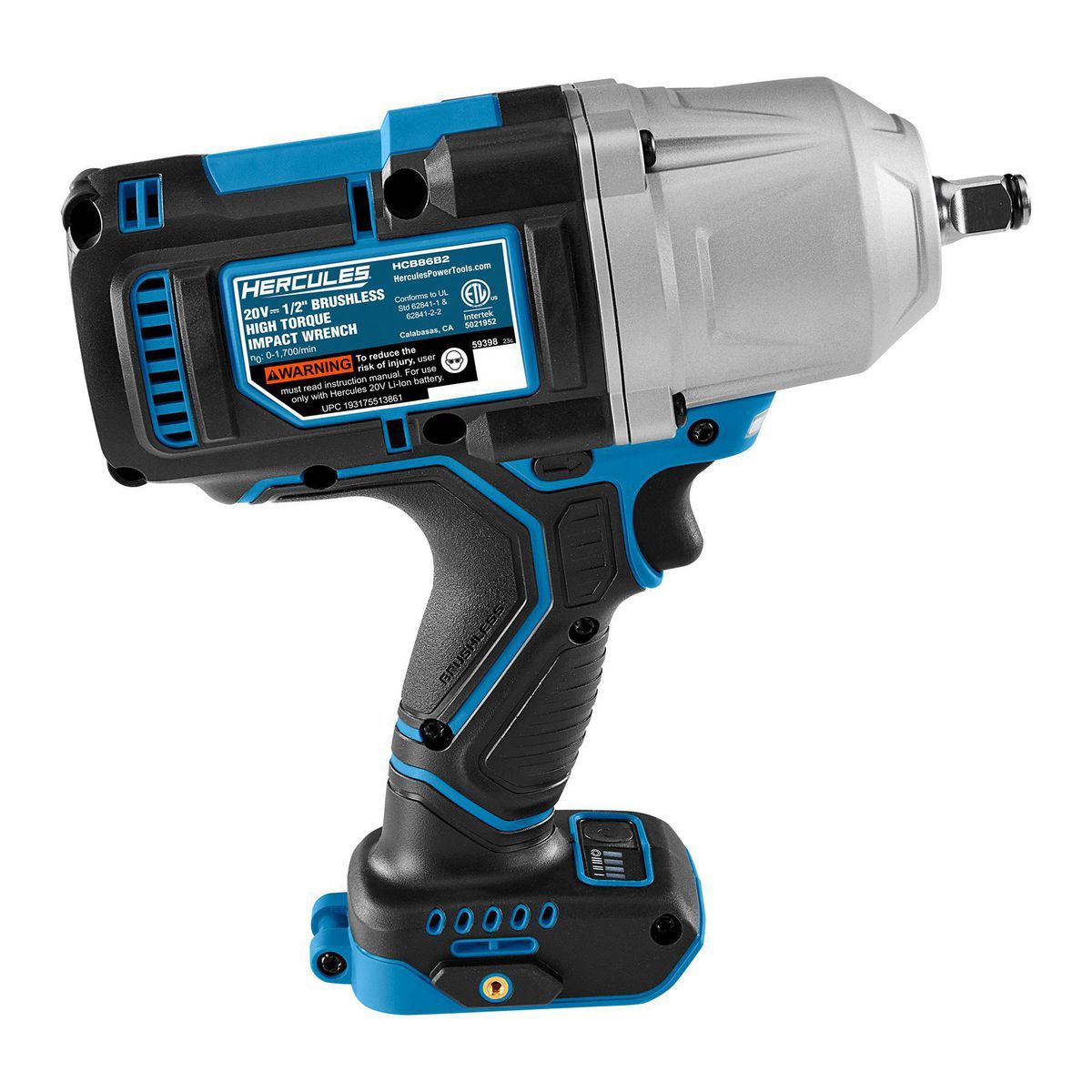 HERCULES 20V Brushless Cordless, 1/2 in. High-Torque Impact Wrench with Friction Ring - Tool Only