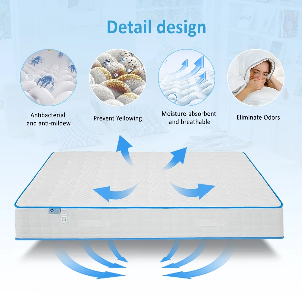 10 Inch Queen Mattress with Pillows, 4 Sizes Gel Memory Foam Mattress Bed in a Box Medium Firm Hybrid Mattress CertiPUR-US Certified 10-year Warranty