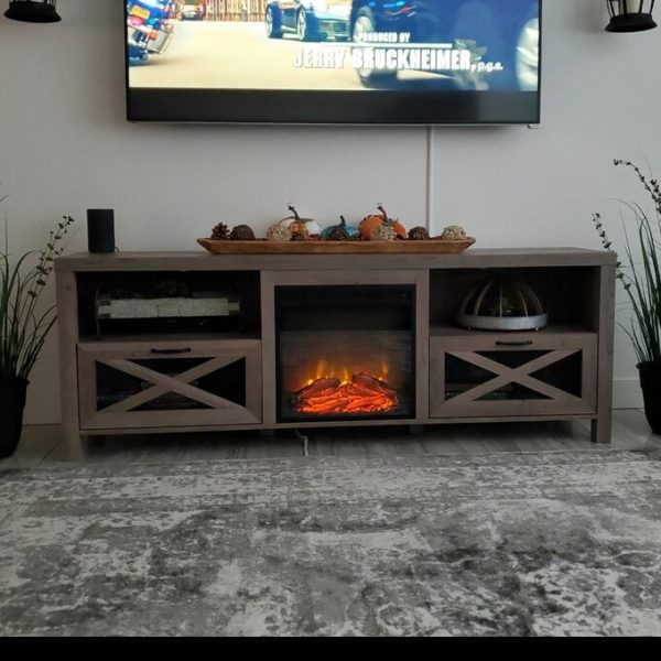 TV Stand for TVs up to 85&prime;&prime; with Fireplace Included
