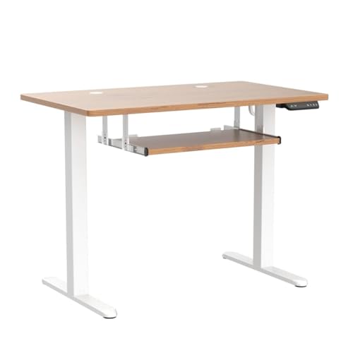 FEZIBO Standing Desk with Keyboard Tray, 40 × 24 Inches Electric Height Adjustable Desk, Sit Stand Up Desk, Computer Office Desk, Light Rustic