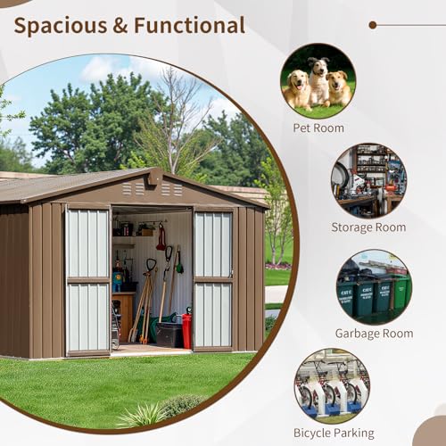 NicBex 6×5 Resin Outdoor Storage Shed with Floor & Window– All-Weather Lockable Small Tool Shed