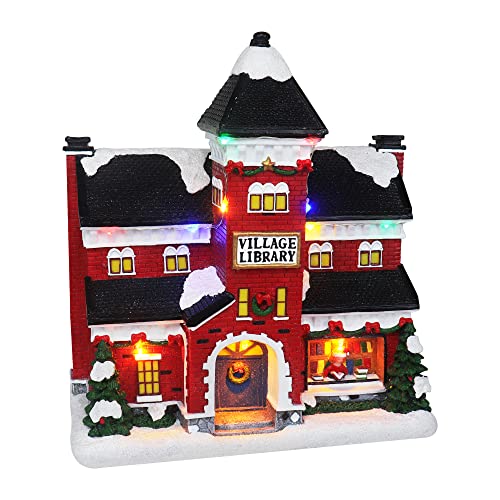 Christmas Village Sledding Down Hill - Lighted Musical Snow Village with 8 Animated Kids Going Down The Mountain
