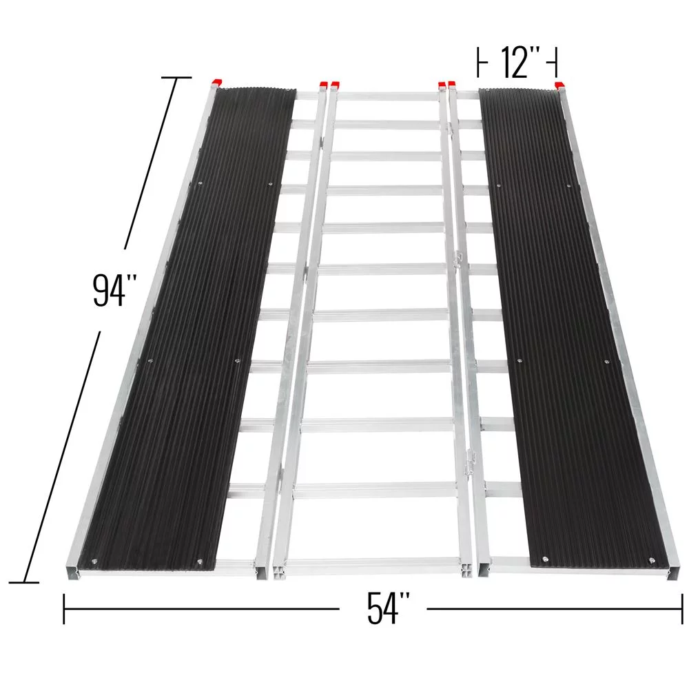 Black Ice SNO-9454-HDXW-S 7' 10" x 54" Tri-Fold Snowmobile Ramp, Stud Protectors - Curated Treasures Market