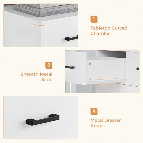 Hasuit Tall Dresser for Bedroom, White Large Chest of Drawers, 55.6'' High Dressers with 7 Drawers
