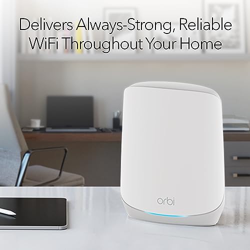 NETGEAR Orbi Whole Home Tri-Band WiFi 6 Mesh Network System (RBK663) &ndash; Router with 2 Satellite Extenders, Security Features, Coverage up to 6