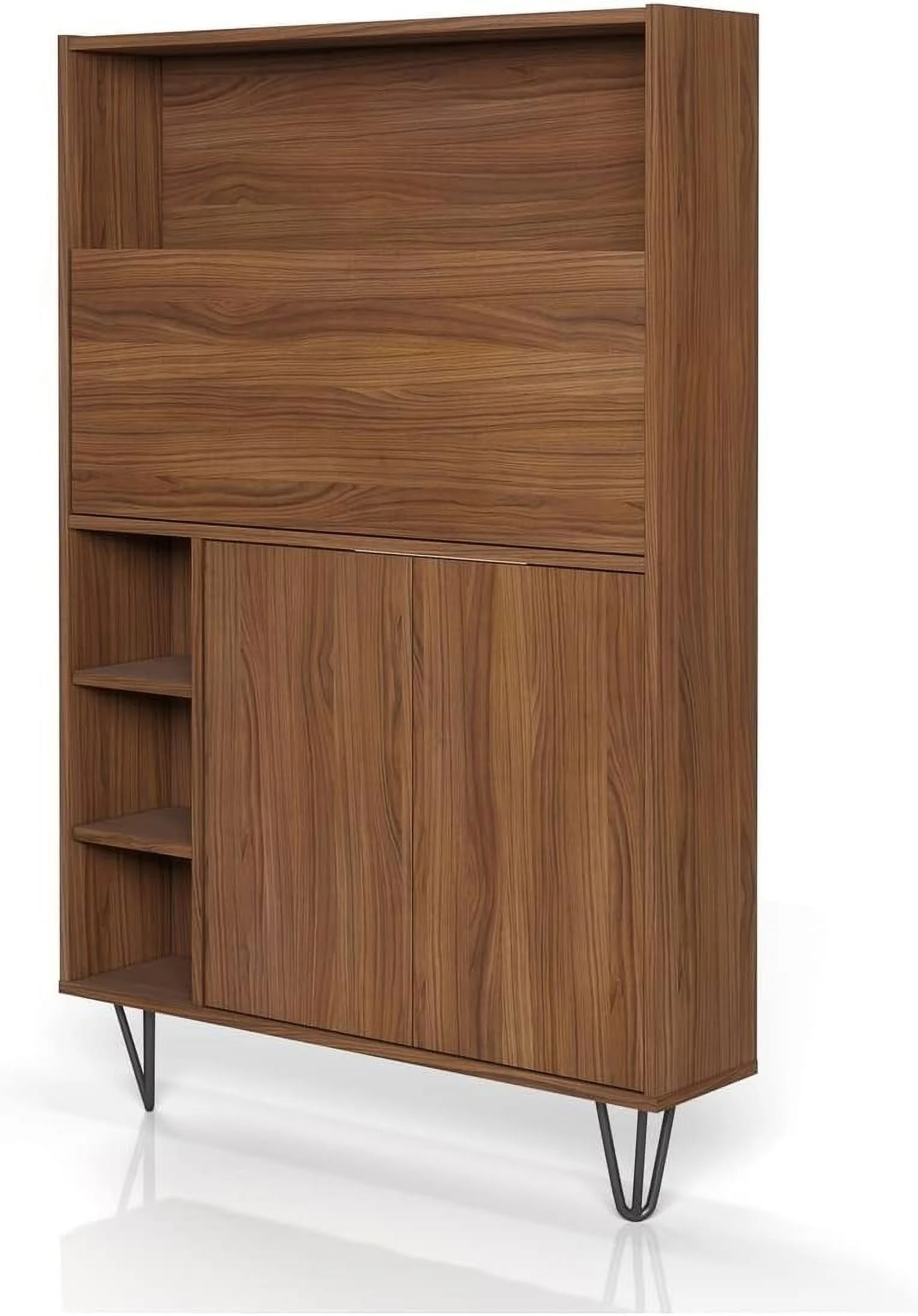 611031 Slim Bar Cabinet, Secretary Bookcase Desk With Storage