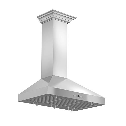 Z Line 667CRN-30 30" 900 CFM Professional Wall Mount Range Hood in Stainless Steel with Crown Molding