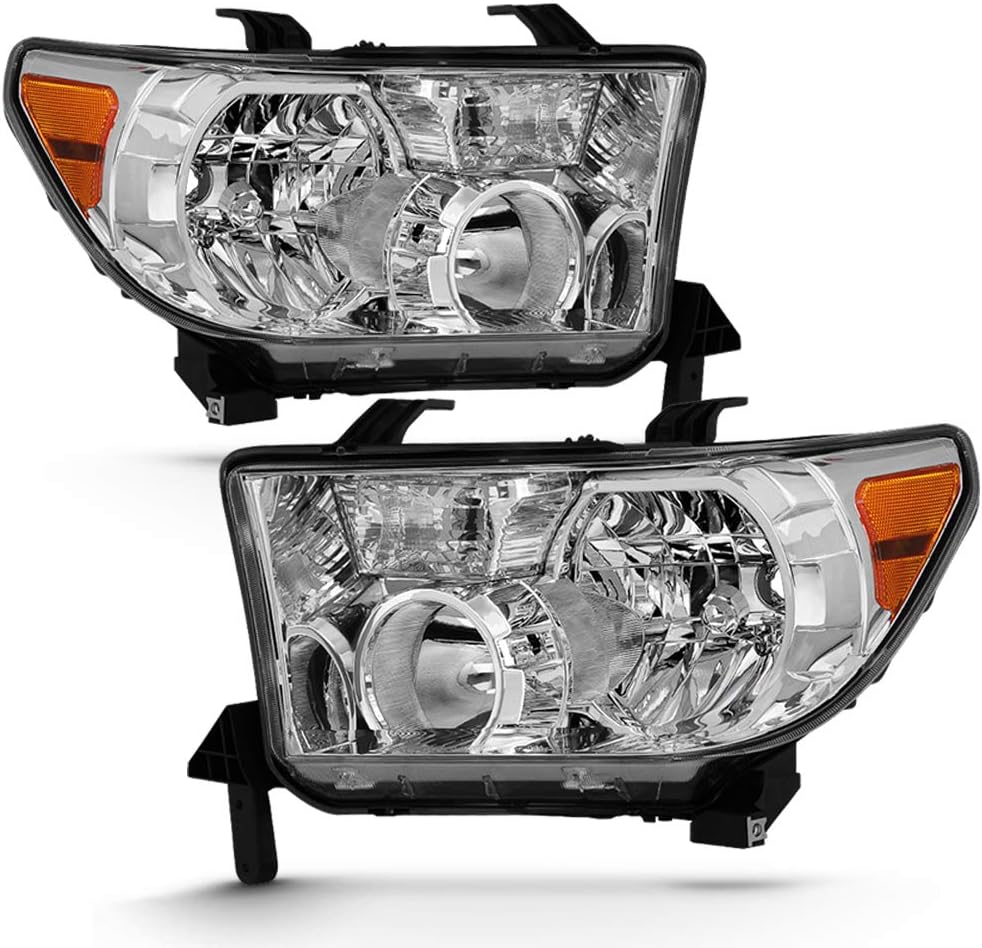 ACANII - For 2007-2013 Toyota Tundra 2008-2017 Sequoia Chrome Housing OE Style Headlights Headlamps Assembly Left+Right