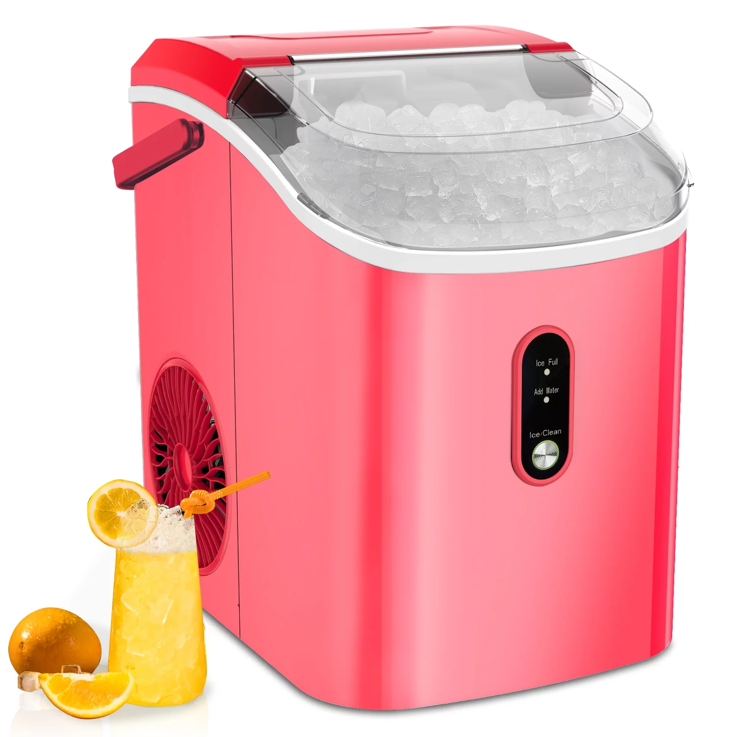 COWSAR 33lbs Countertop Nugget Ice Maker, Potable with Scoop,聽Soft Nugget Ice Ready in 10mins, Red