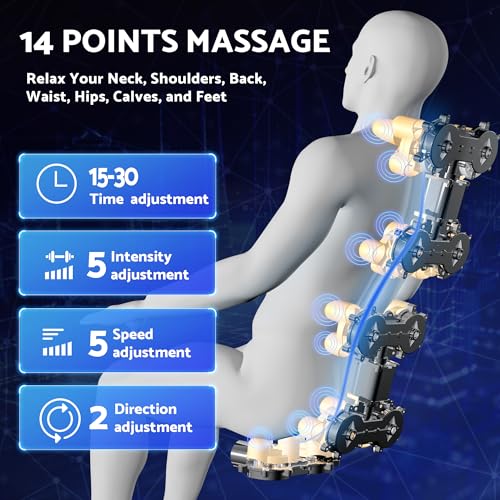 Massage Chair, Zero Gravity Full Body Massage Chair, Shiatsu Recliner with 14 Massage Points, Lumbar & Calf Heating, 20 Auto Modes