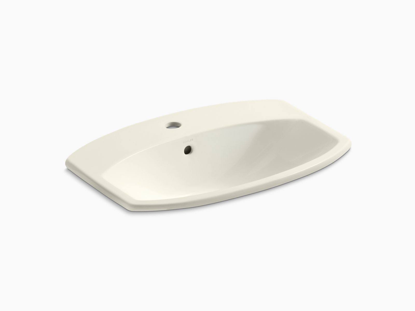 KOHLER K-2351-1-96 Cimarron Drop-In Bathroom Sink with Single Faucet Hole, Biscuit